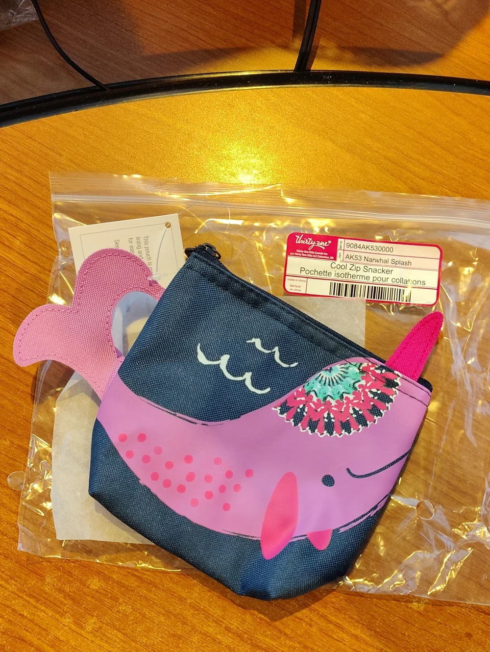 Narwhal Splash Pink & Navy Coin Pouch